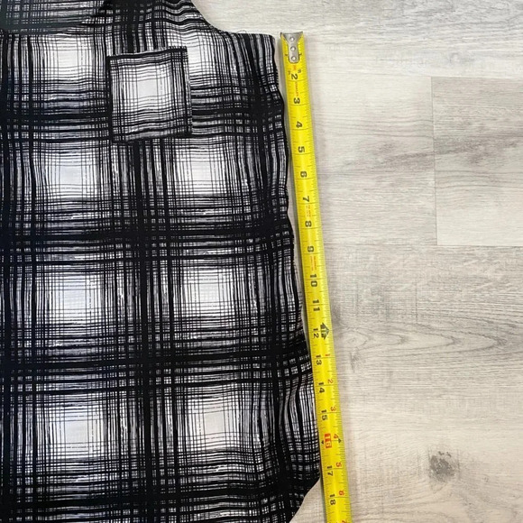 George Gingham Crosshatch Plaid Print Sleeveless Blouse in Black/White Size L - Picture 10 of 11